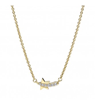 PANDORA 362374C01-45 Collier enchapado en oro de 14k de estrella fugaz con circonita cúbica transparente