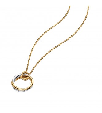 PANDORA 363882C00 Organically shaped sterling silver and 14k gold-plated pendant necklace