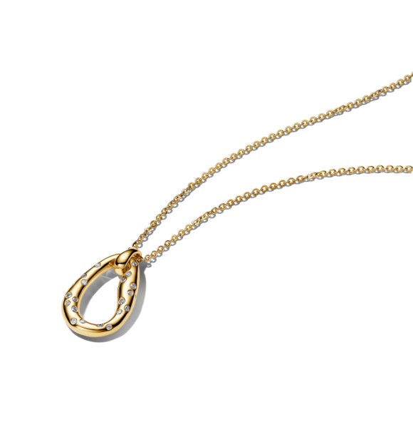 364666C01-45 14k gold-plated collier with clear cubic zirconia