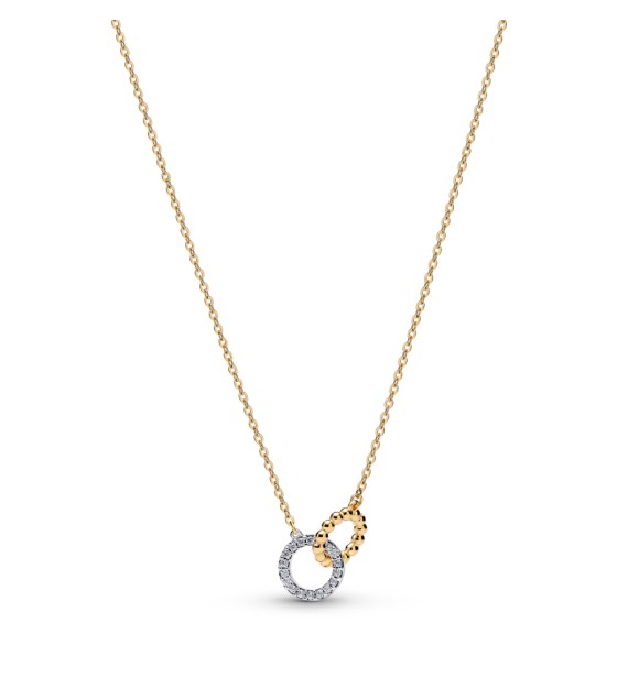 PANDORA 364825C01 Sterling silver and 14k gold-plated pendant necklace with clear cubic zirconia