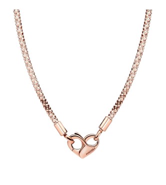 382451C00-45 Studded chain 14k rose gold-plated necklace with heart clasp