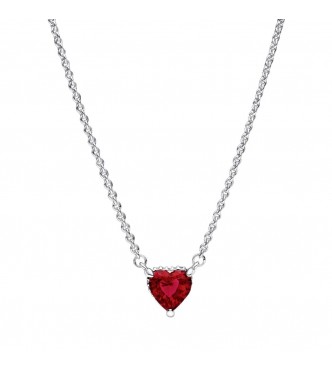 Heart sterling silver collier with cherries jubilee red crystal and clear cubic zirconia