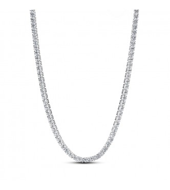 PANDORA 393806C01 Gargantilla de plata de ley con circonitas cúbicas transparentes y cierre deslizante.