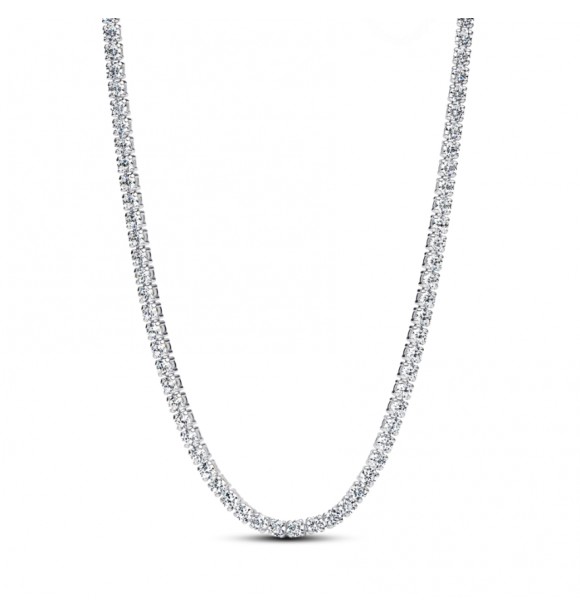 PANDORA 393806C01 Gargantilla de plata de ley con circonitas cúbicas transparentes y cierre deslizante.