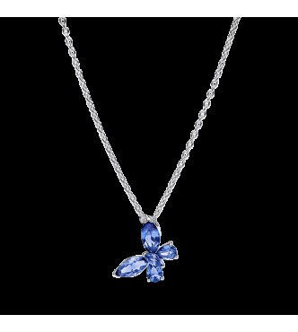 PANDORA 394232C01 Collar de plata de ley con forma de mariposa con cristal azul aciano y circonitas cúbicas transparentes