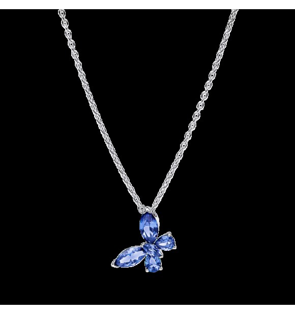 PANDORA 394232C01 Collar de plata de ley con forma de mariposa con cristal azul aciano y circonitas cúbicas transparentes