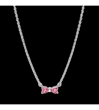 PANDORA 394235C01 Collar de plata de ley con forma de lazo y circonitas cúbicas rosas y transparentes de fantasía