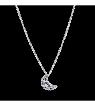 PANDORA 394259C01 Collar colgante de luna de plata esterlina con circonitas cúbicas transparentes