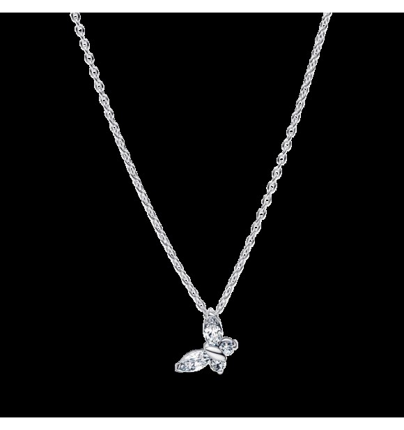 PANDORA 394266C01 Collar de plata de ley con forma de mariposa y circonitas cúbicas transparentes