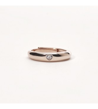Anillo de plata rosada 925 con circonita talla corazón 3x3 mm ajustable del tamaño 11 al 19