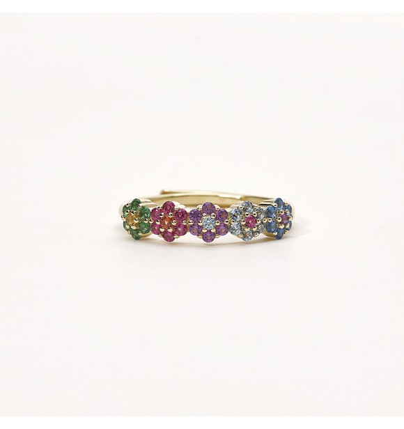 Anillo en plata dorada 925 con circonitas multicolores 1,
50 mm ajustable de la talla 11 a la 19