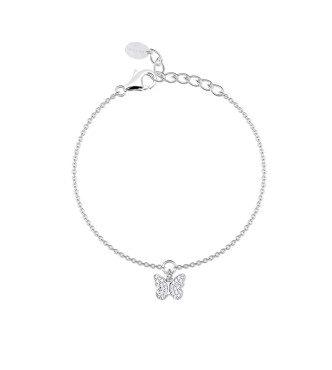 Pulsera de plata 925 con colgante de mariposa y circonitas,
 largo ajustable de 16 a 19 cm