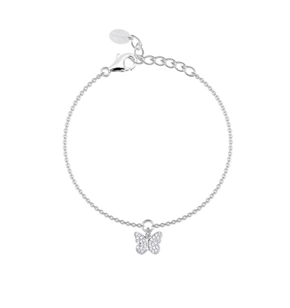 Pulsera de plata 925 con colgante de mariposa y circonitas,
 largo ajustable de 16 a 19 cm