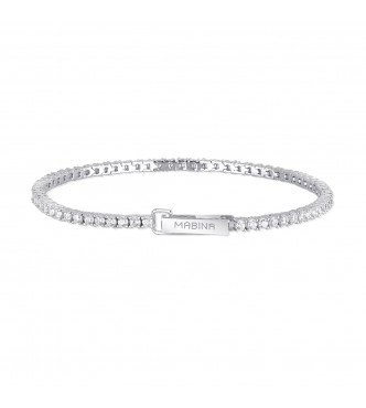 Pulsera de plata 925 con circonitas 2 mm, longitud 18 cm