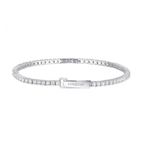 Pulsera de plata 925 con circonitas 2 mm, longitud 18 cm