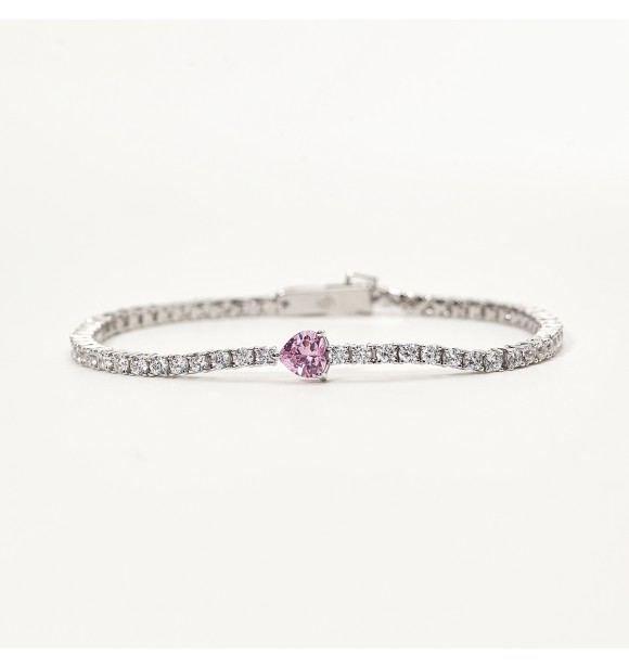 Bracciale in argento 925/ rodiato, larghezza 2.80 mm,
 misura M, lunghezza cm 18 con zirconi bianc