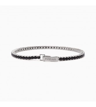 Pulsera tenis de plata 925 rodiada con circonitas negras 2,
50 mm talla M, longitud 18 cm