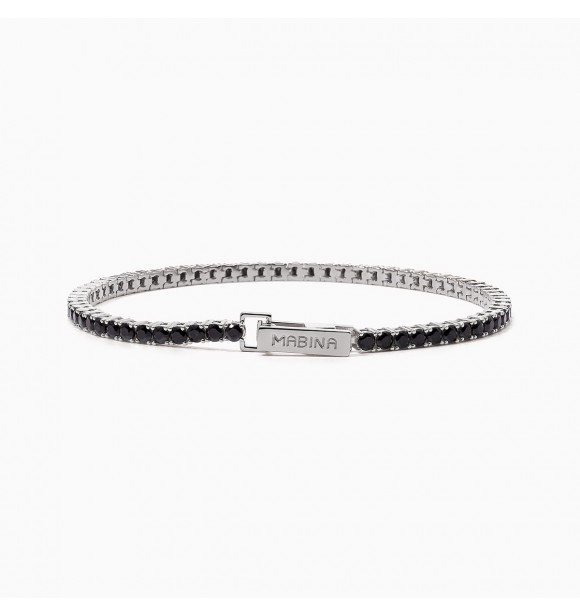 Pulsera tenis de plata 925 rodiada con circonitas negras 2,
50 mm talla M, longitud 18 cm