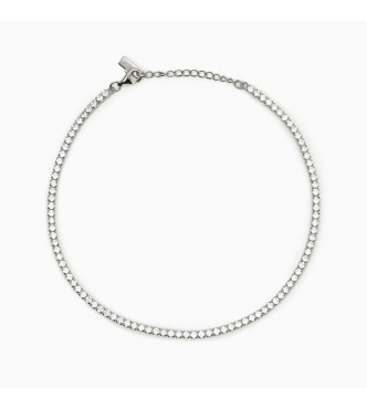 Tobillera de plata 925 rodiada con circonitas blancas 2 mm,
 longitud ajustable 23-26 cm