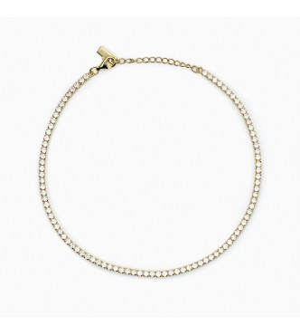 Tobillera de plata dorada 925 con circonitas blancas 2 mm,
 largo ajustable 23-26 cm