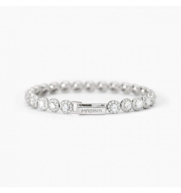 Pulsera Tennis de plata 925 rodiada con circonitas blancas 3 y 1,
25 mm, longitud 17 cm