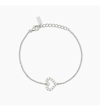Pulsera de plata 925 rodiada con cadena forzatina de 1,
5 mm y elemento central de corazón de 11,5x13,5 mm con circonitas de 2 mm, longitud regulable de 16 a 19 cm