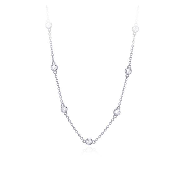 Gargantilla de plata 925,
 rodiada con circonitas multicolores