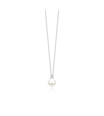 Collar de plata 925 con circonitas y perla cultivada 8-8,
50 mm, largo ajustable de 40 a 45 cm