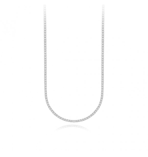 Collar de plata 925 con circonitas blancas, largo ajustable de 36 a 41 cm