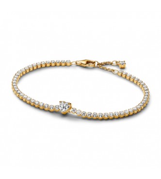 PANDORA 560041C01 Pulsera Corazón bañada en oro de 14k con circonitas cúbicas transparentes