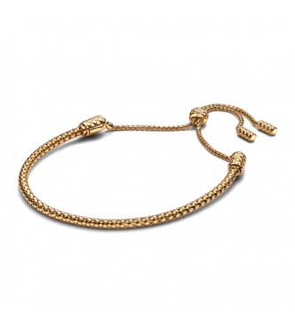 PANDORA 563090C00 Pulsera deslizante con cadena tachonada bañada en oro de 14k