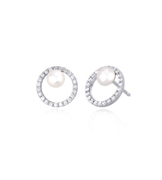Pendientes de plata 925, rodiada con perla boton cultivada