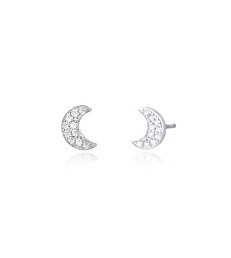 Pendientes de plata 925,
 luna con circonitas
