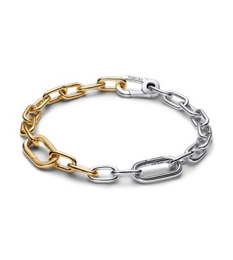 563689C00-3 Sterling silver and 14k gold-plated link bracelet