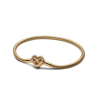 563758C01-17 Snake chain 14k gold-plated bracelet with clear cubic zirconia