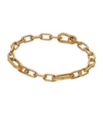 563829C00-2 Textured 14k gold-plated link bracelet with 2 openable links