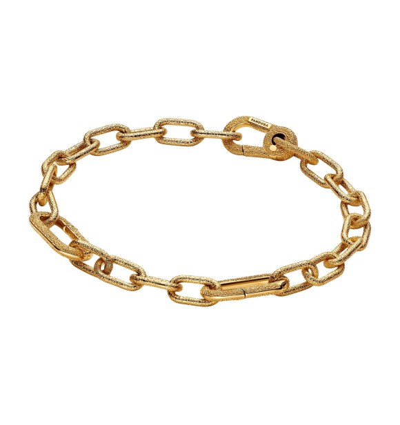 563829C00-2 Textured 14k gold-plated link bracelet with 2 openable links