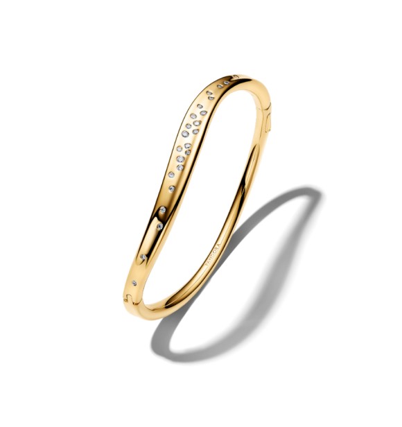 564655C01-2 14k gold-plated bangle with clear cubic zirconia