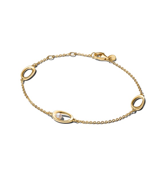 564677C01-20 14k gold-plated bracelet with white treated freshwater cultured pearl