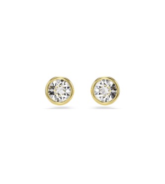 SWAROVSKI PENDIENTES BONTON IMBER, TALLA REDONDA,
 BLANCOS, BAÑO TONO ORO