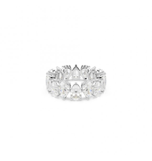 SWAROVSKI ANILLO MATRIX VITTORE, TALLA PERA BLANCA,
 ACABADO EN TONO PLATEADO