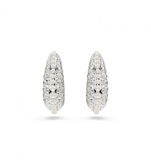 SWAROVSKI PENDIENTES SUBLIMA, PERLA DE CRISTAL,
 TALLA REONDA PEQUEÑOS BLANCOS, BAÑO DE RODIO