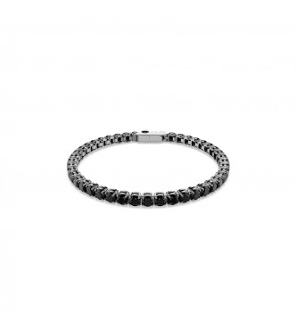 SWAROVSKI PULSERA TENNIS MATRIX, TALLA REDONDA NEGRA, BAÑO DE RUTENIO