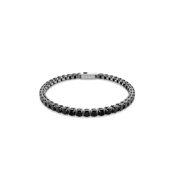 SWAROVSKI PULSERA TENNIS MATRIX,
 TALLA REDONDA NEGRA, BAÑO DE RUTENIO