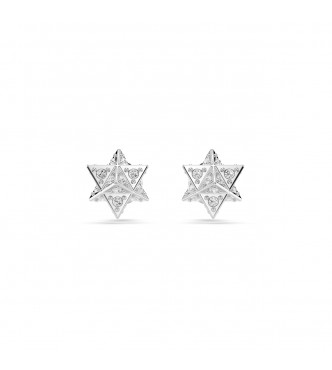 SWAROVSKI PENDIENTES DE BOTÓN DEXTERA, TALL REDONDA,
 EXTRELLA, BLANCOS, BAÑO DE RODIO