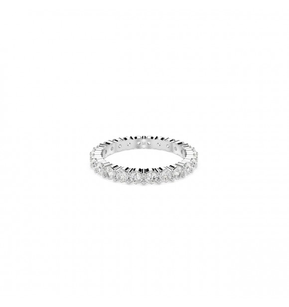 SWAROVSKI ANILLO MATRIX VITTORE, TALLA REDONDA BLANCO,
 ACABADO EN TONO PLATEADO