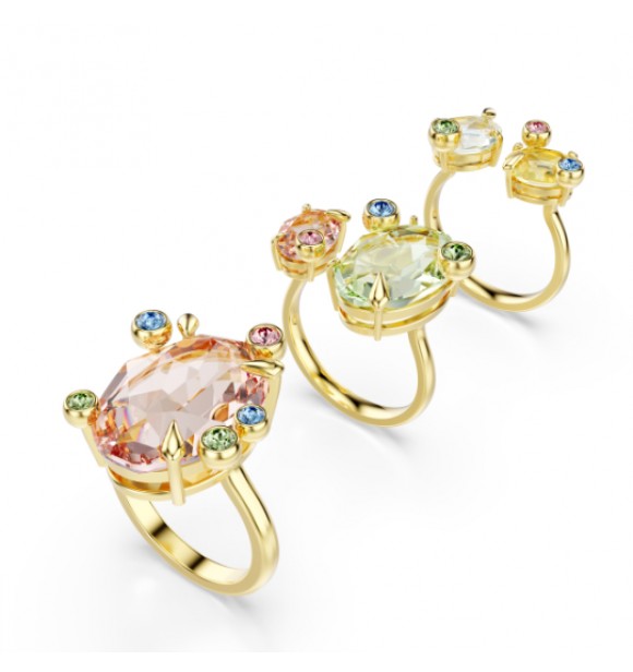SWAROVSKI ANILLO GEMA, CONJUNTO 3, TALLAS MIXTAS,
 MULTICOLOR, BAÑO TONO ORO