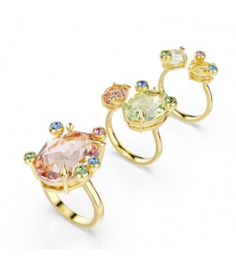 SWAROVSKI ANILLO GEMA, CONJUNTO 3, TALLAS MIXTAS,
 MULTICOLOR, BAÑO TONO ORO