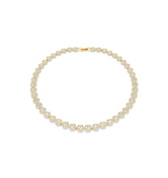 SWAROVSKI COLLAR TENNIS UNA ANGELIC, TALLA REDONDA, BLANCO, BAÑO TONO ORO