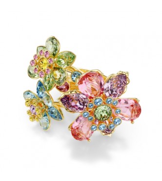 SWAROVSKI ANILLO IDYLLIA, TALLAS MIXTAS,
 FLOR MULTICOLOR, BAÑO TONO ORO